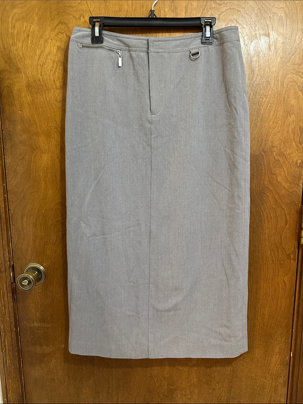 Rafaella Gray Straight Pencil Skirt with D-Ring